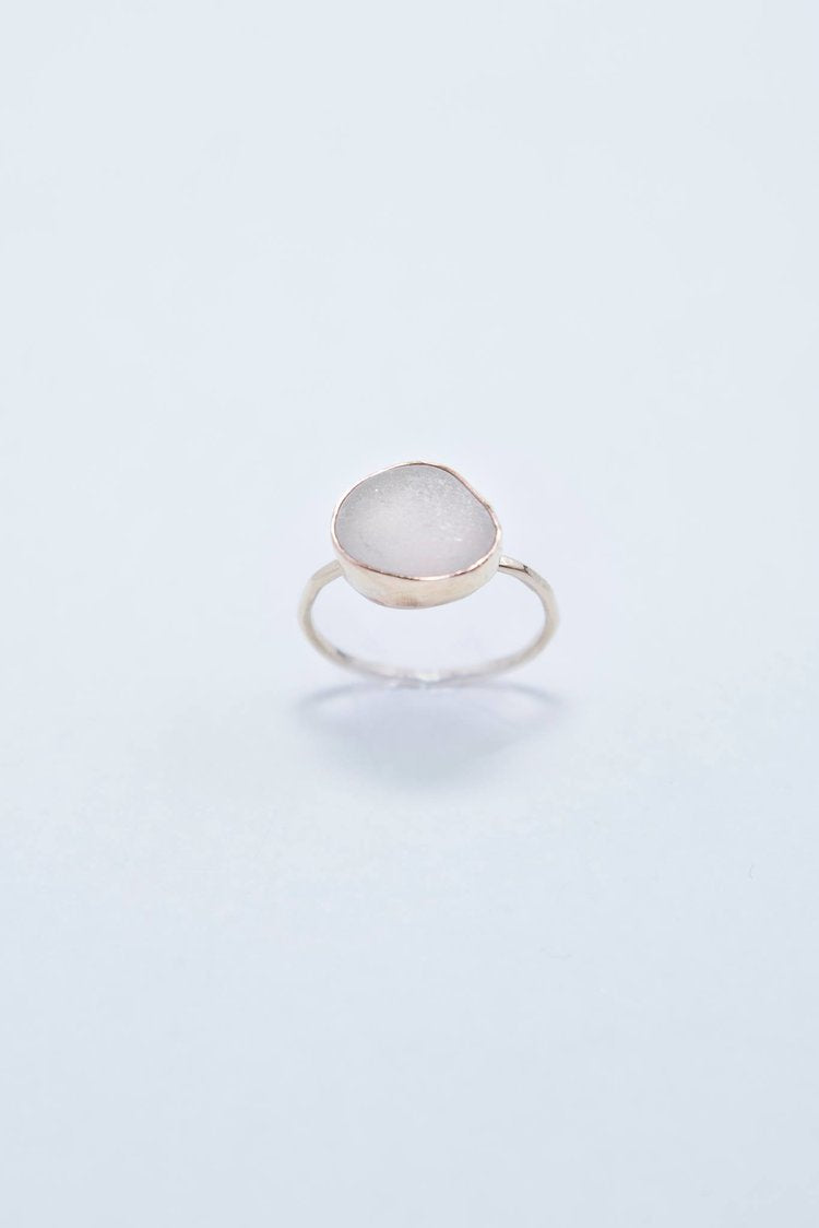 White Sea Glass in Gold Filled