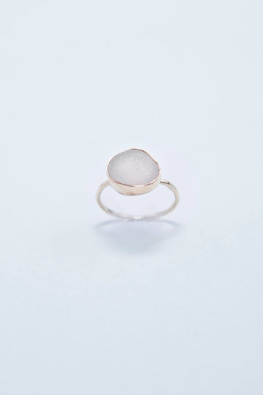 White Sea Glass in Gold Filled