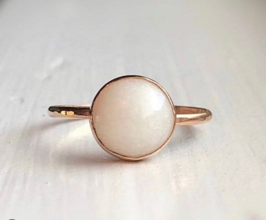 14K Gold Full Moon Ring