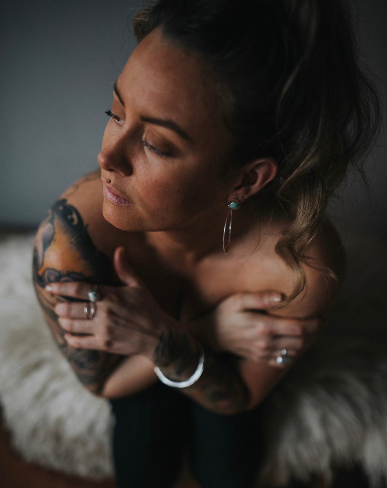 Turquoise Drop Hoops