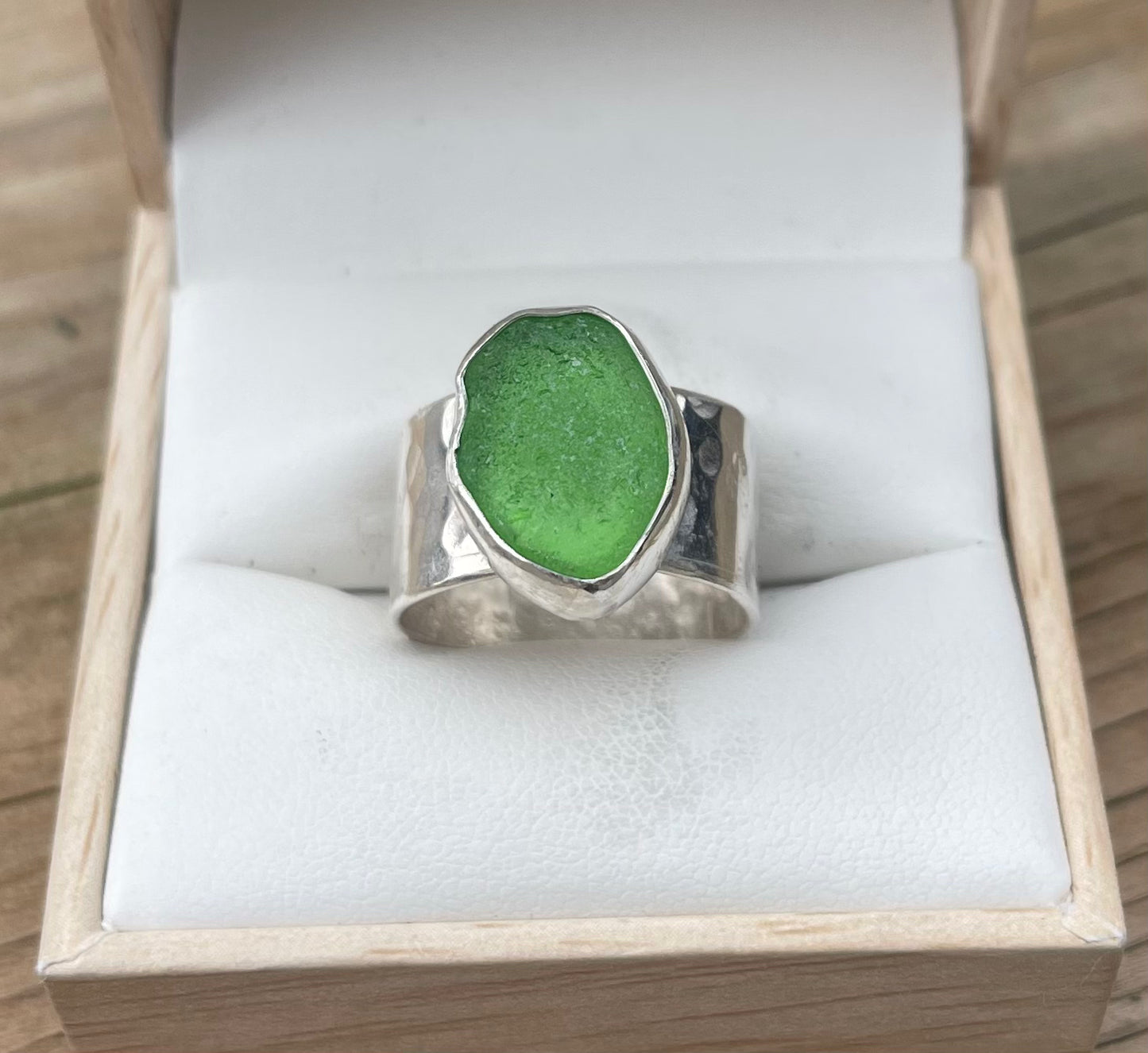 Green Sea Glass Wide Band