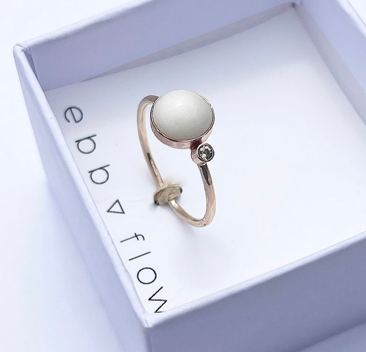 14K Gold Full Moon + Birthstone Ring