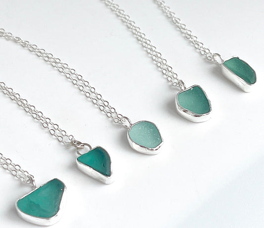 Blue Sea Glass Necklace