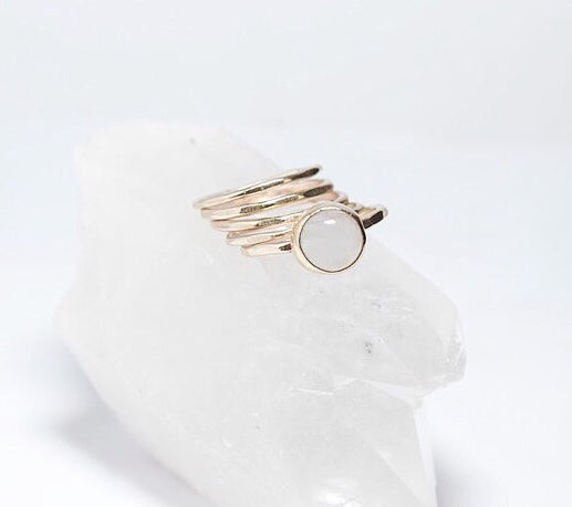 14K Gold Full Moon Ring