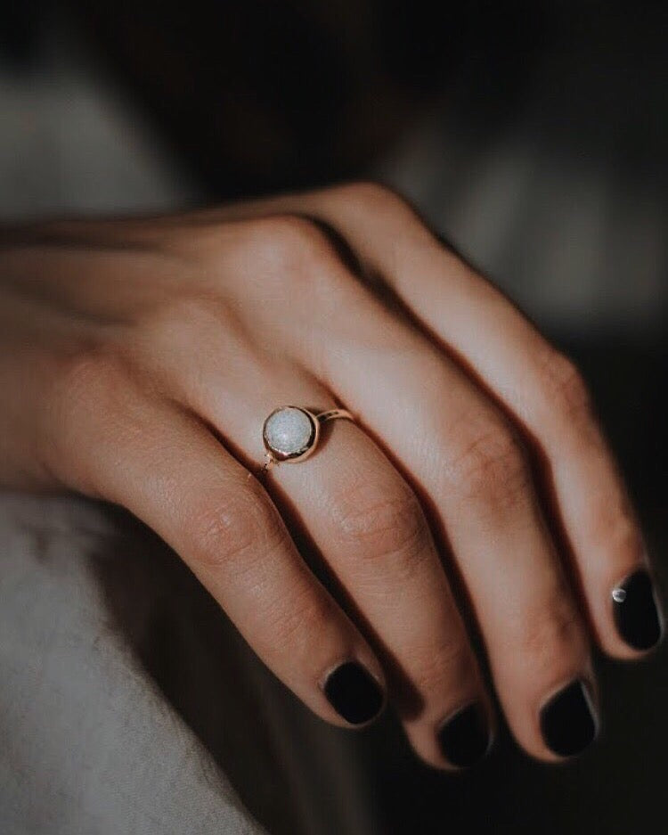 14K Gold Full Moon Ring