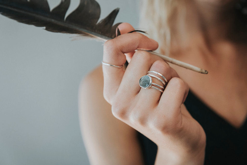 Faceted Labradorite Stacking Set