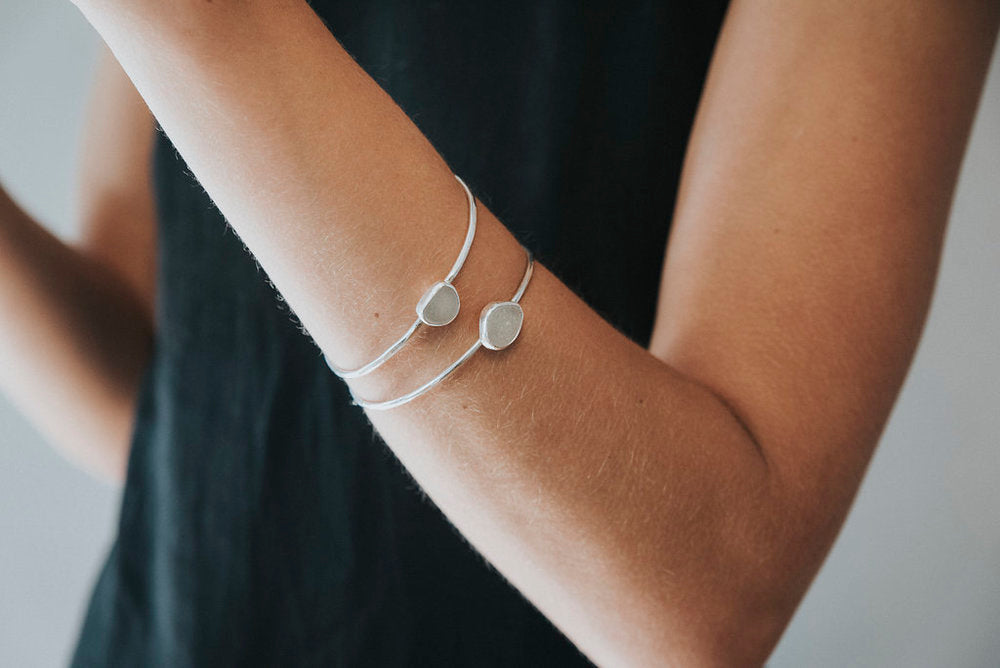 White Sea Glass Bangle