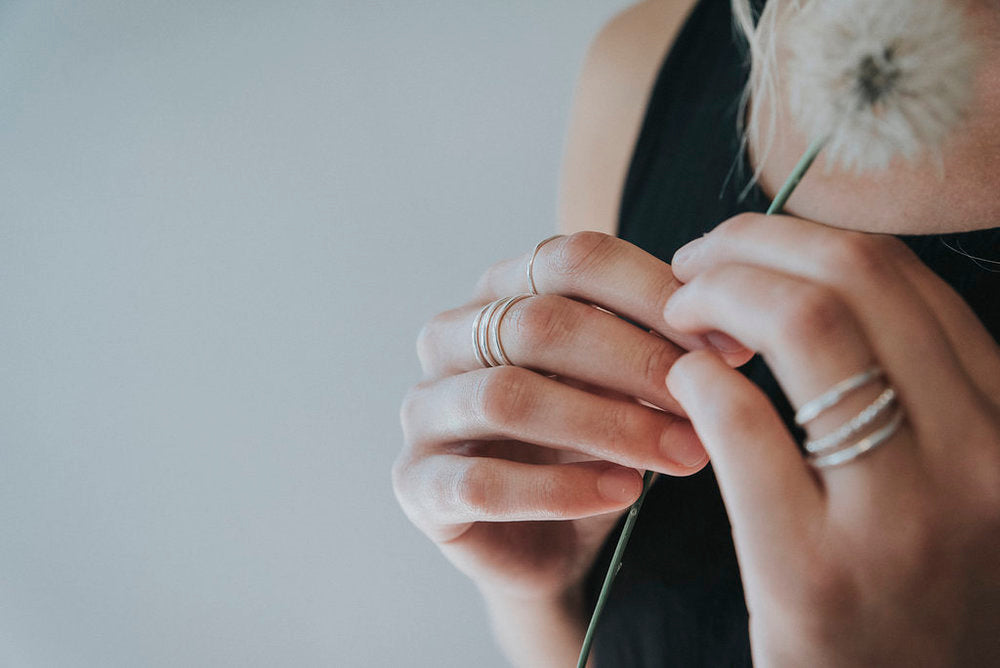 Hammered Stacking Ring Trio