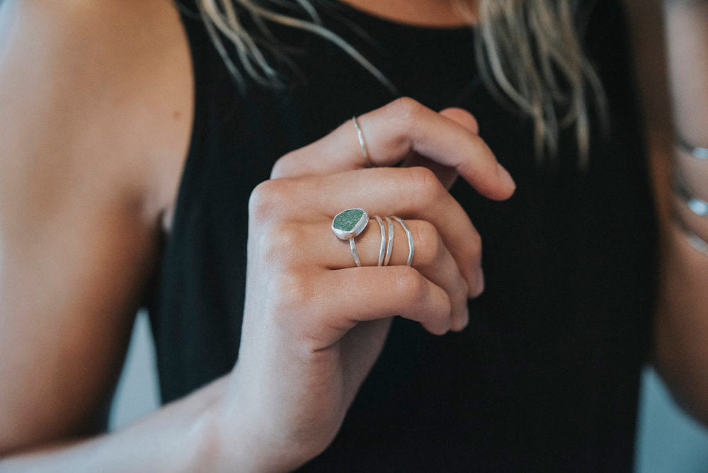 Green Sea Glass Ring
