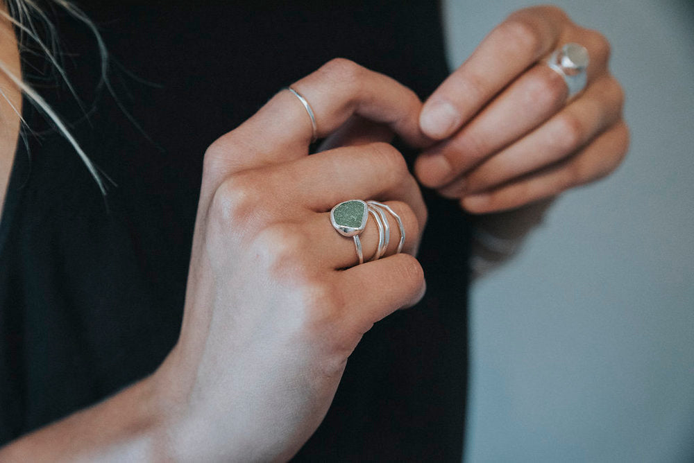 Green Sea Glass Stacking Set