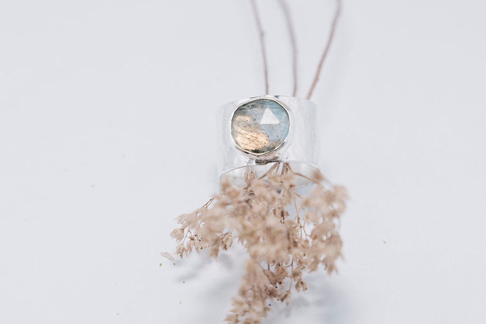 Labradorite Wide Band Ring