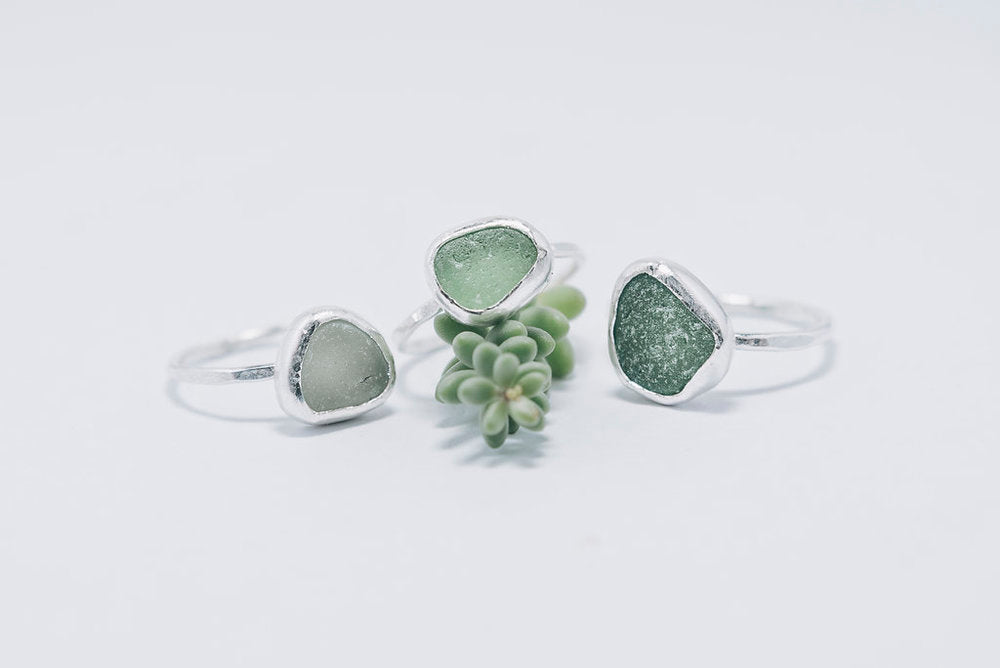Green Sea Glass Ring