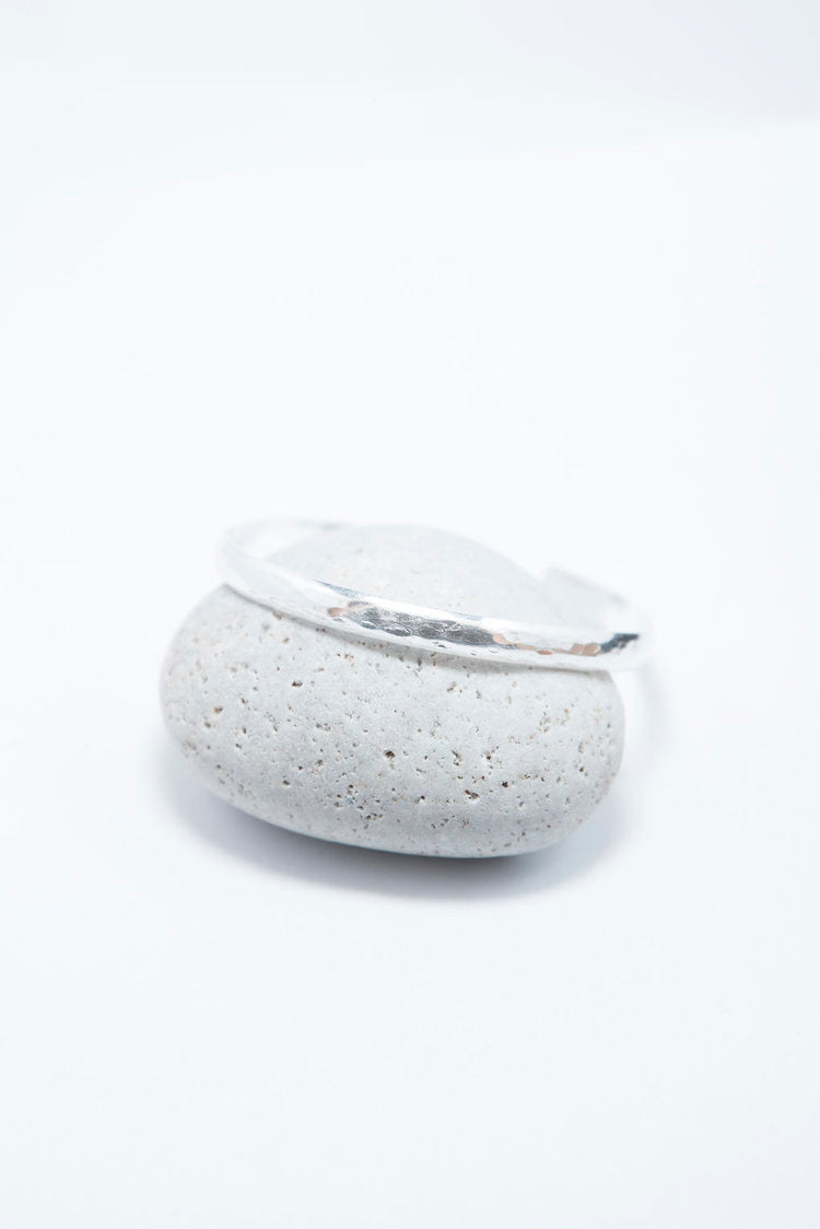 Wide Hammered Bangle