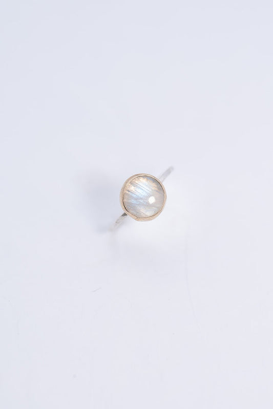 Moonstone Ring In 14k Gold + Silver
