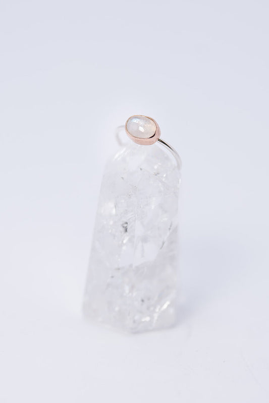 Oval Moonstone Ring in 14K Rose Gold + Silver