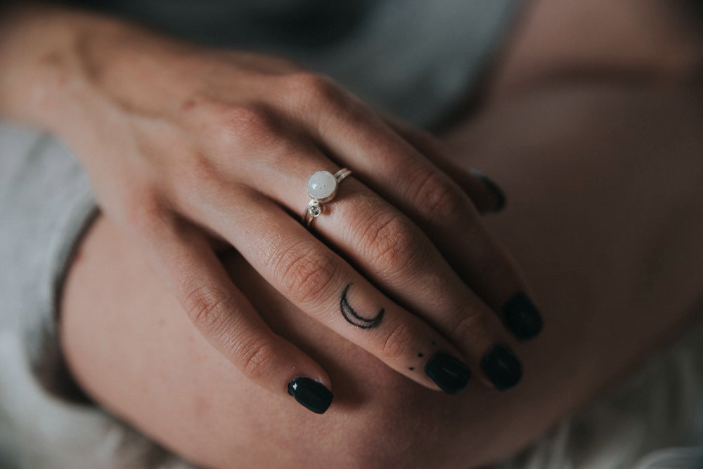 Full Moon + Birthstone Ring