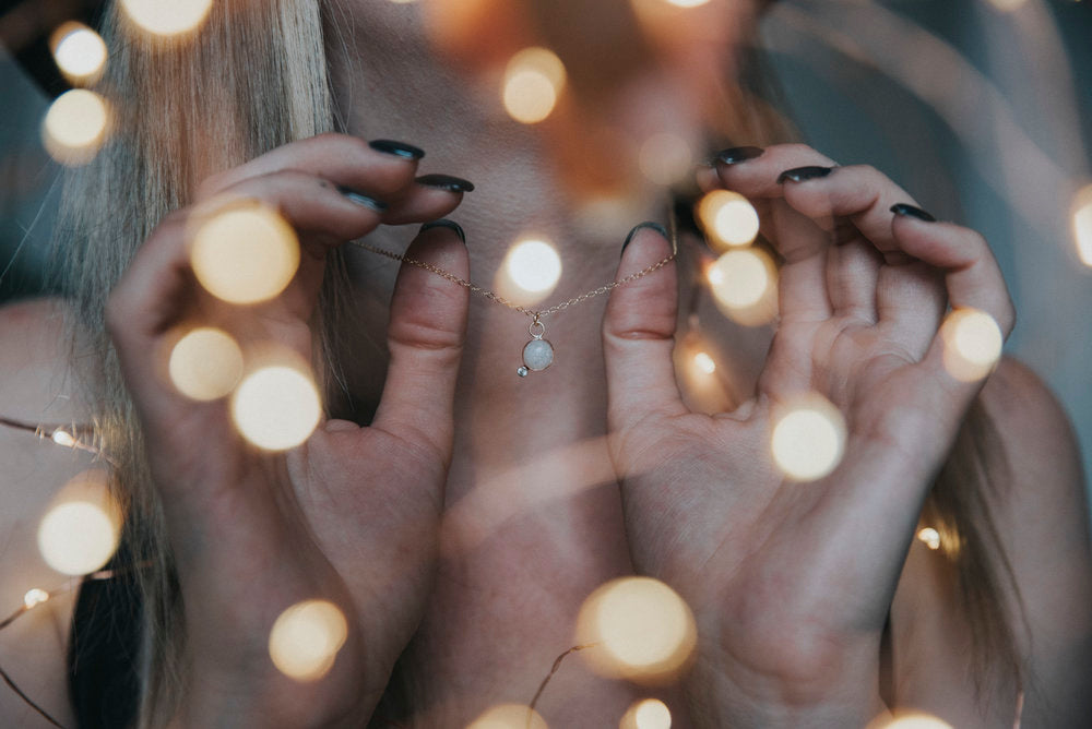 Full Moon + Birthstone Necklace