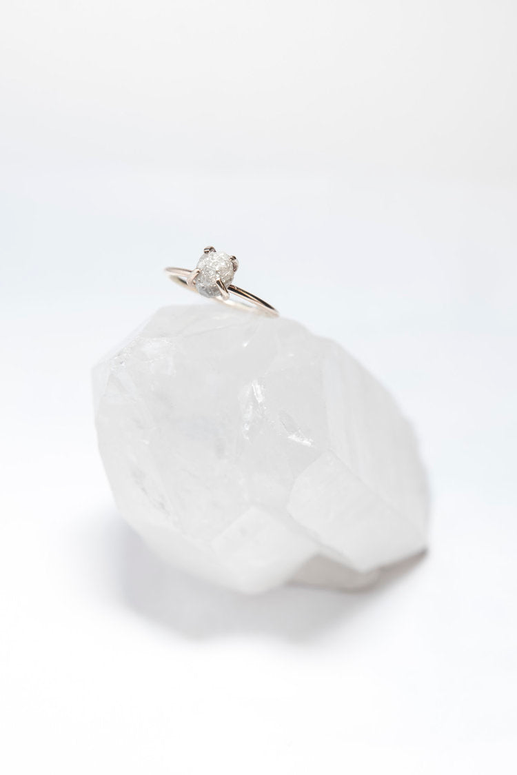 Raw Diamond in 14K Gold