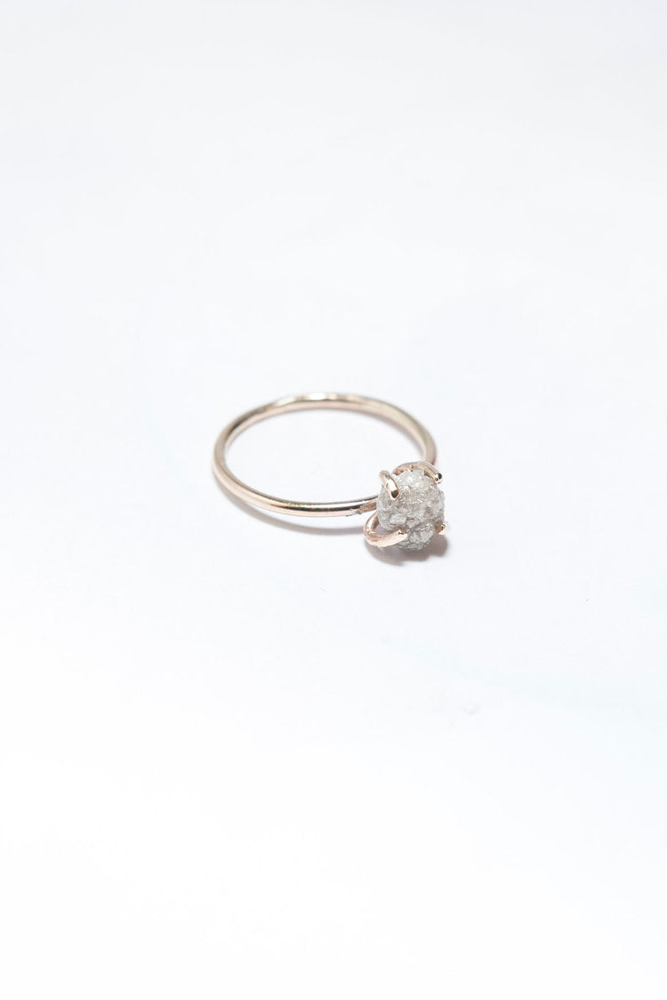 Raw Diamond in 14K Gold
