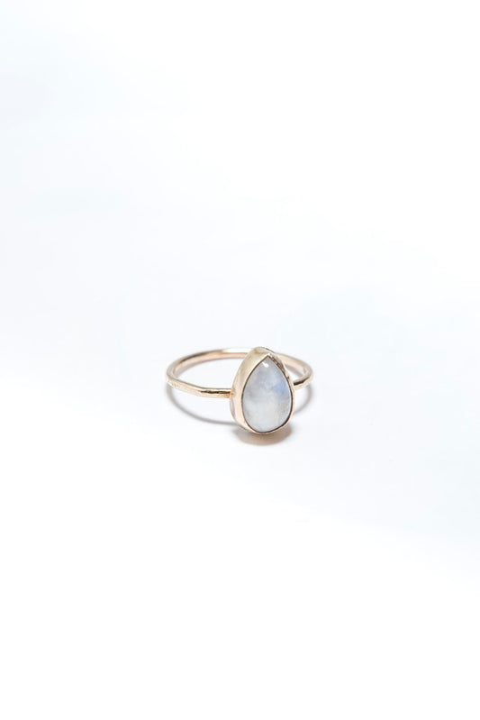 Pear Shaped Moonstone in 14K Gold Ring
