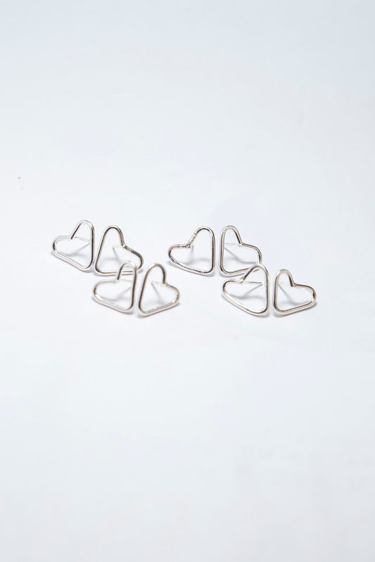 Silver Hearts Studs