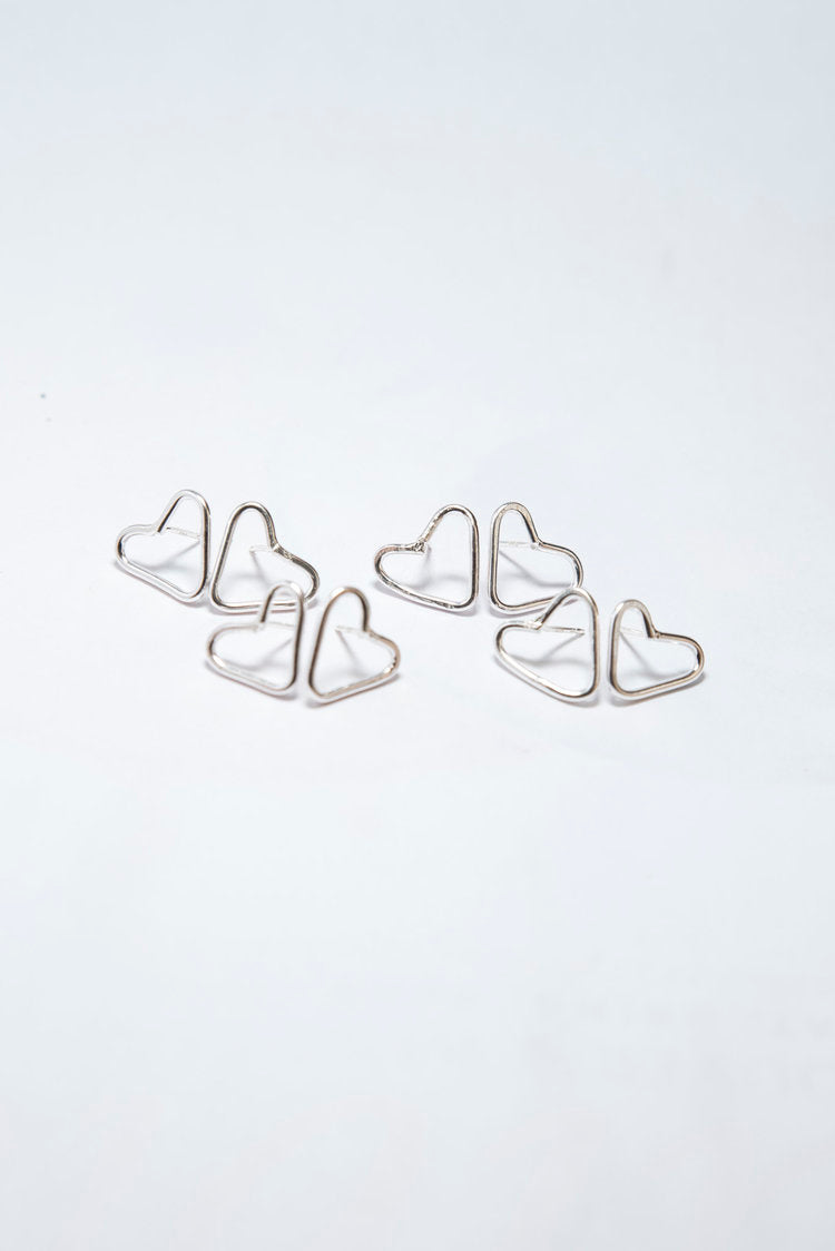 Silver Hearts Studs