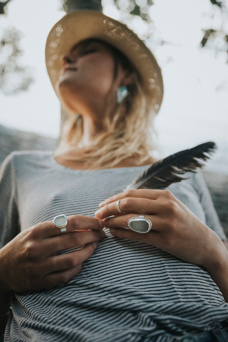 Large Sea Glass Cocktail Ring