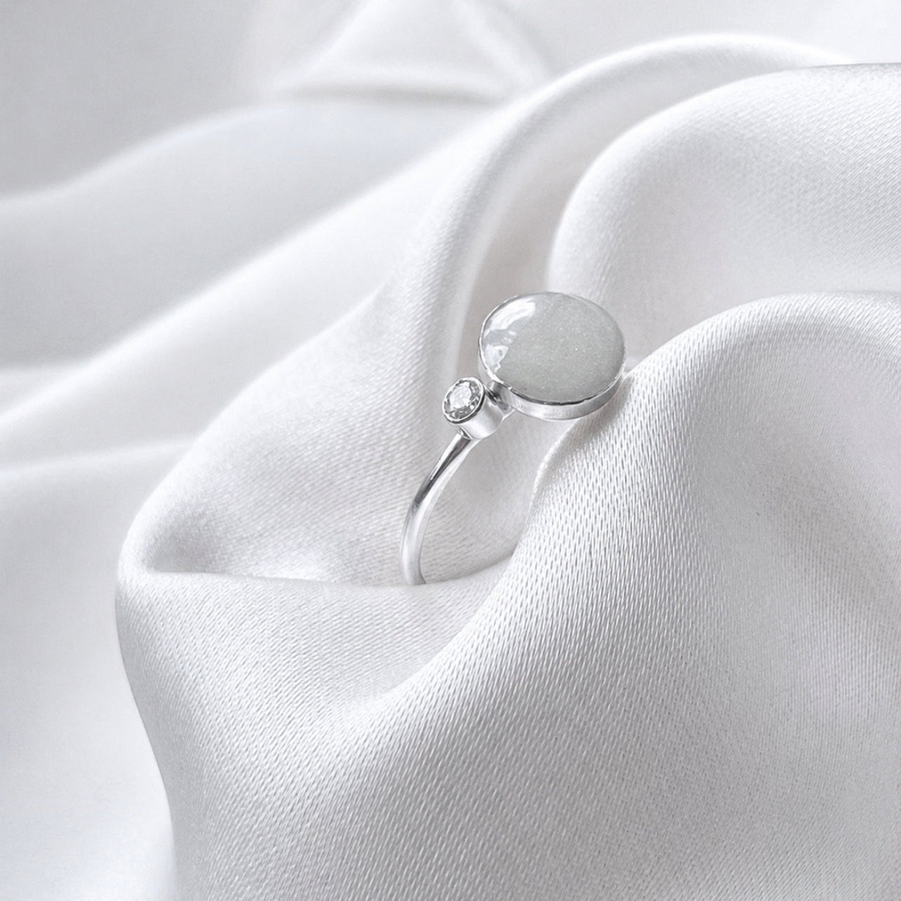 Sterling Silver Full Moon + Birthstone Ring