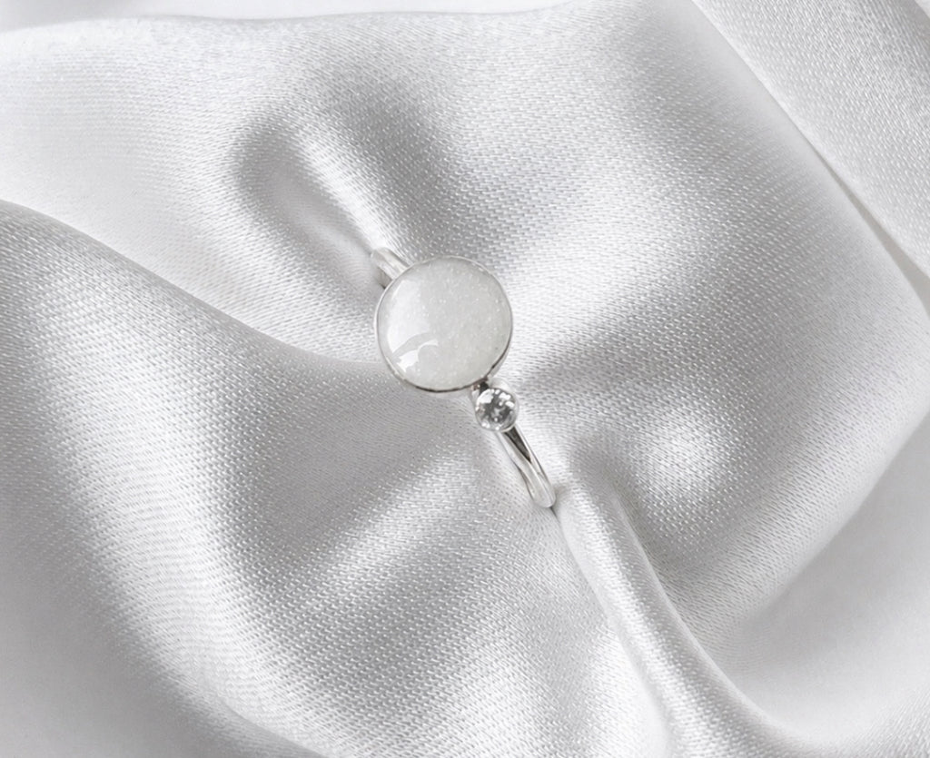 Sterling Silver Full Moon + Birthstone Ring