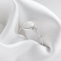 Sterling Silver Full Moon + Birthstone Ring