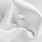 Sterling Silver Full Moon + Birthstone Ring