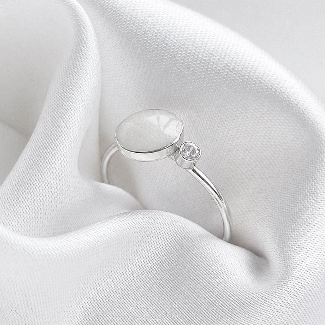 Sterling Silver Full Moon + Birthstone Ring