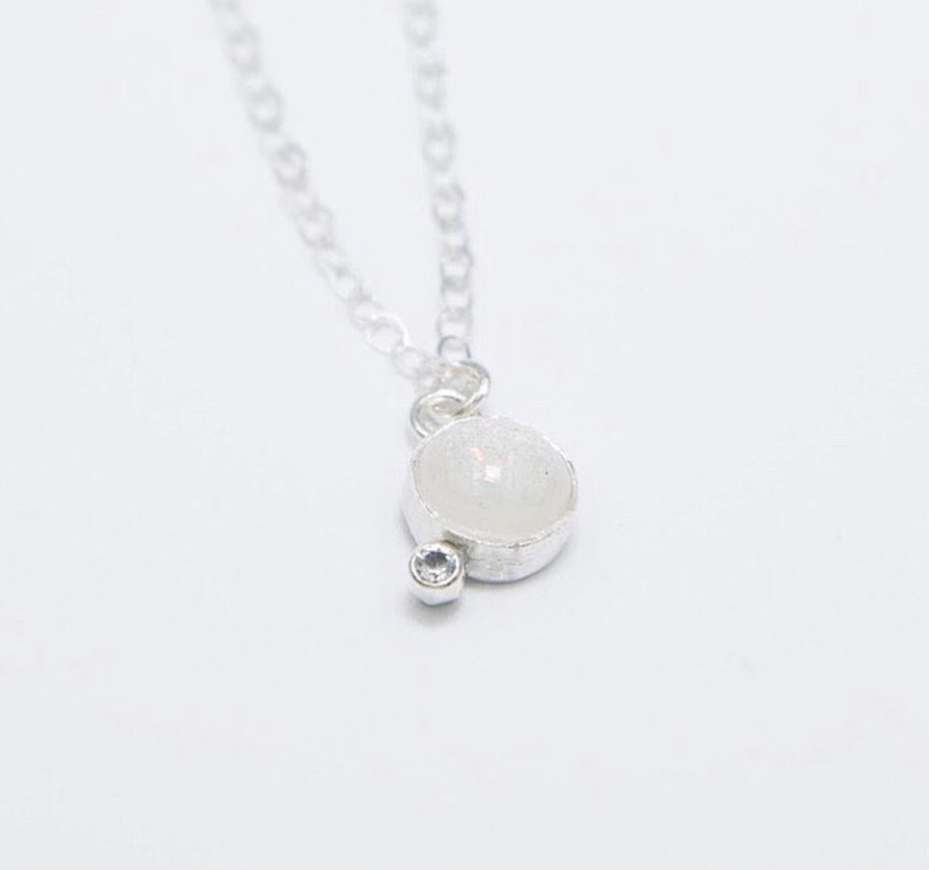 Full Moon + Birthstone Necklace