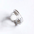 Sterling Silver Full Moon + Birthstone Stacking Set