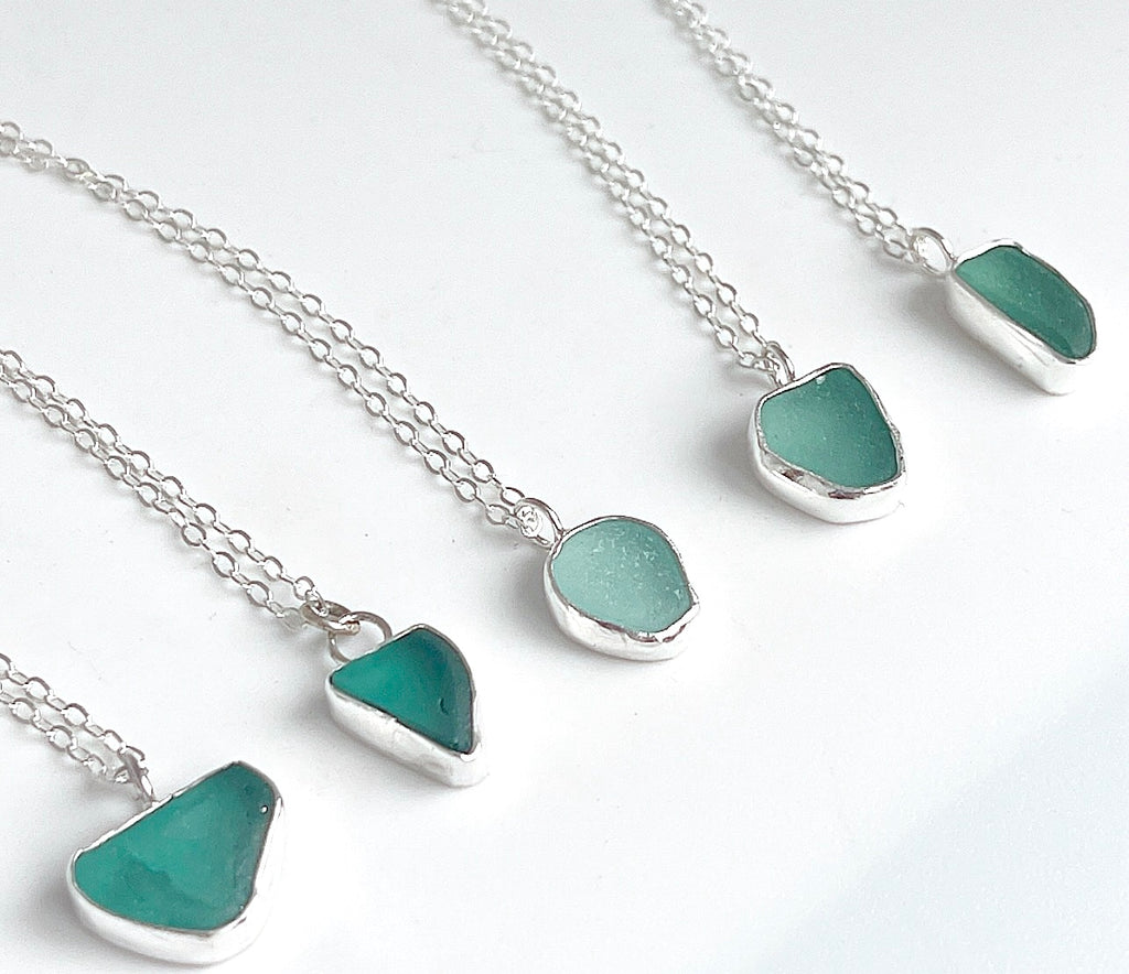 Blue Sea Glass Necklace