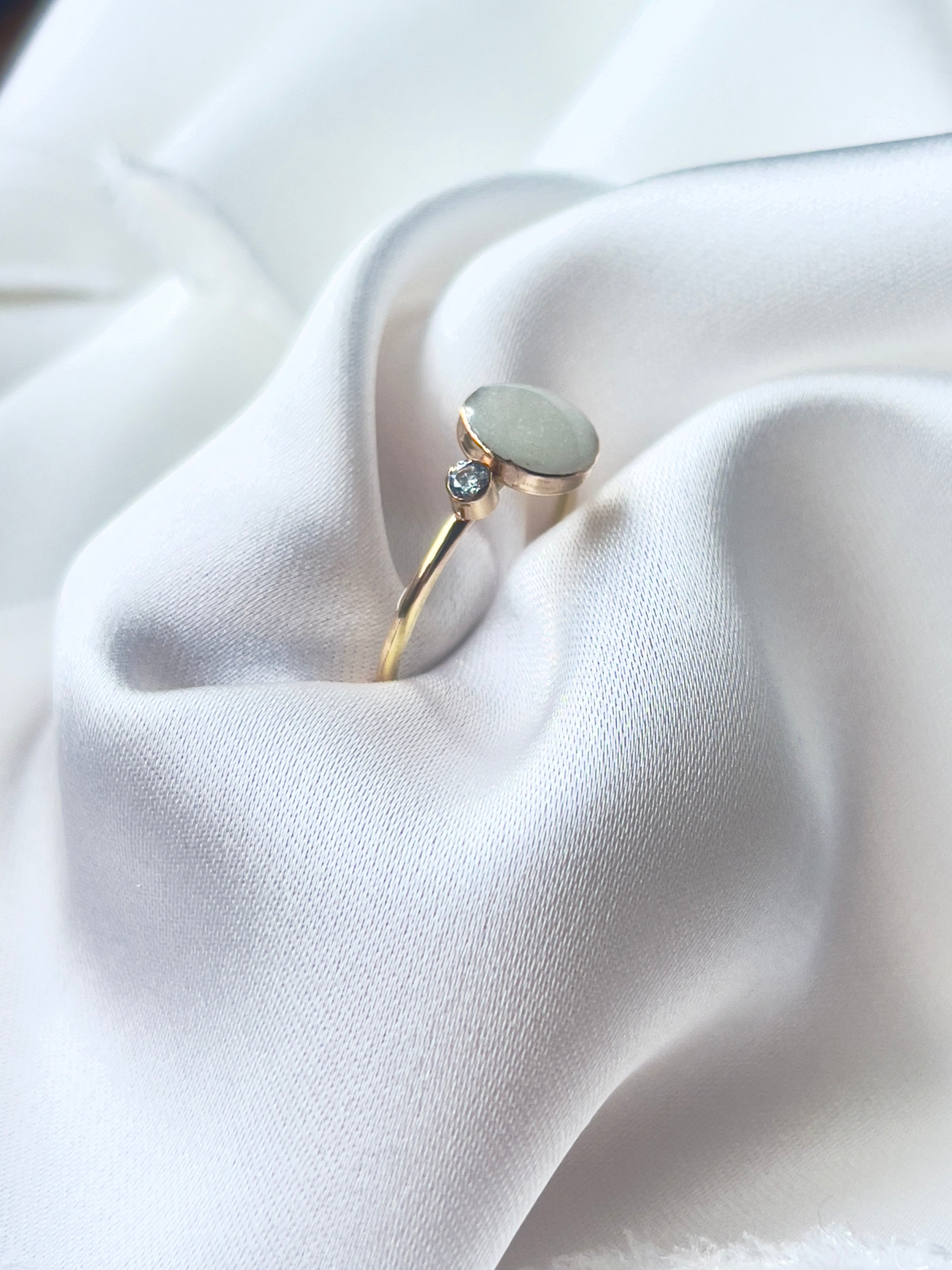 Gold Full Moon + Birthstone Ring