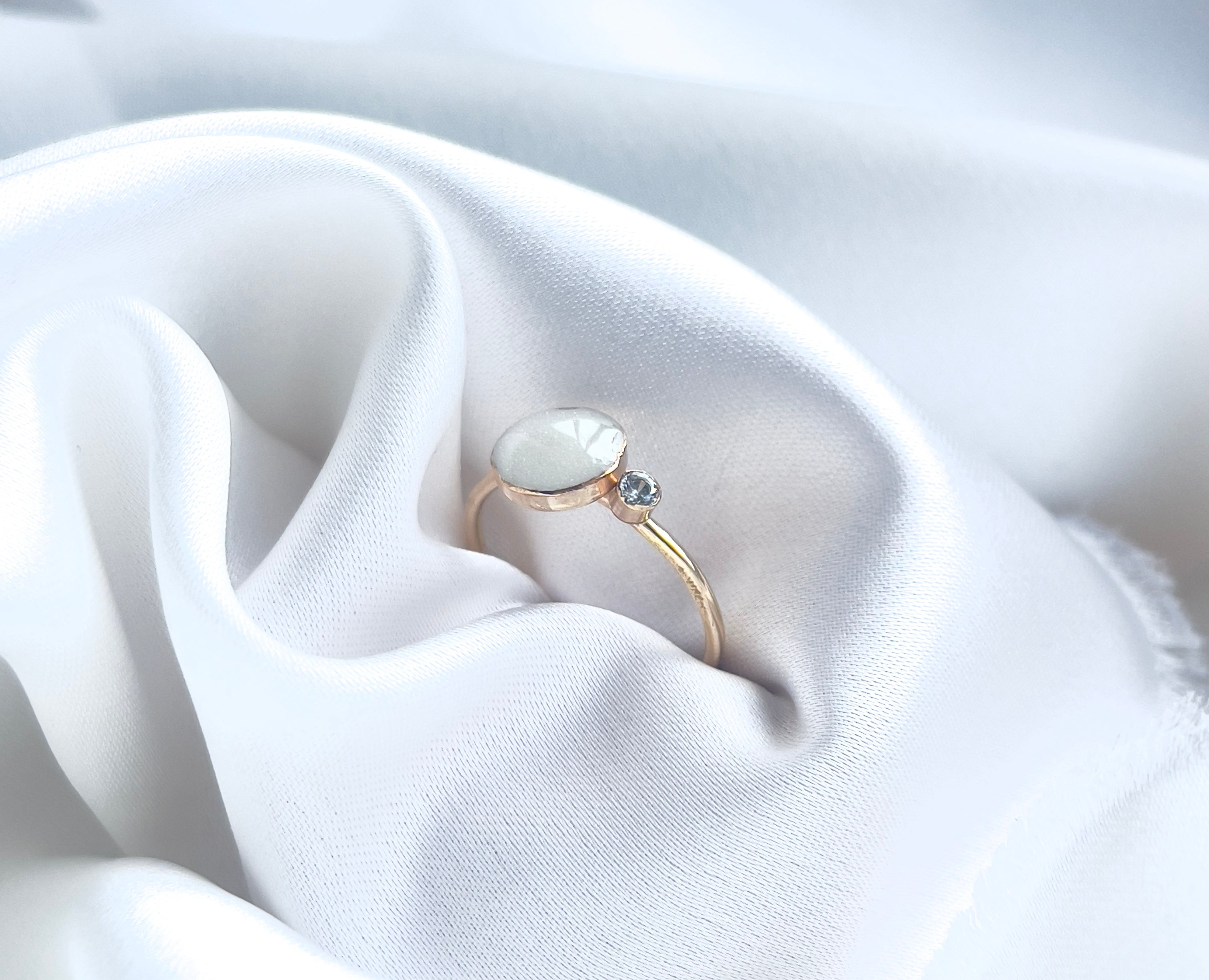 Gold Full Moon + Birthstone Ring