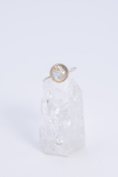 Moonstone Ring In 14k Gold + Silver