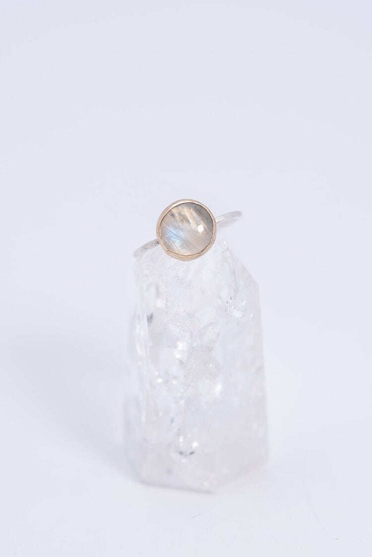 Moonstone Ring In 14k Gold + Silver