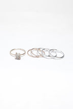 Raw Diamond Mixed Metal Ring Set