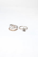Raw Diamond Mixed Metal Ring Set