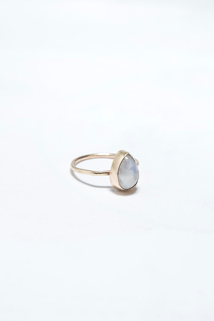 Pear Shaped Moonstone in 14K Gold Ring