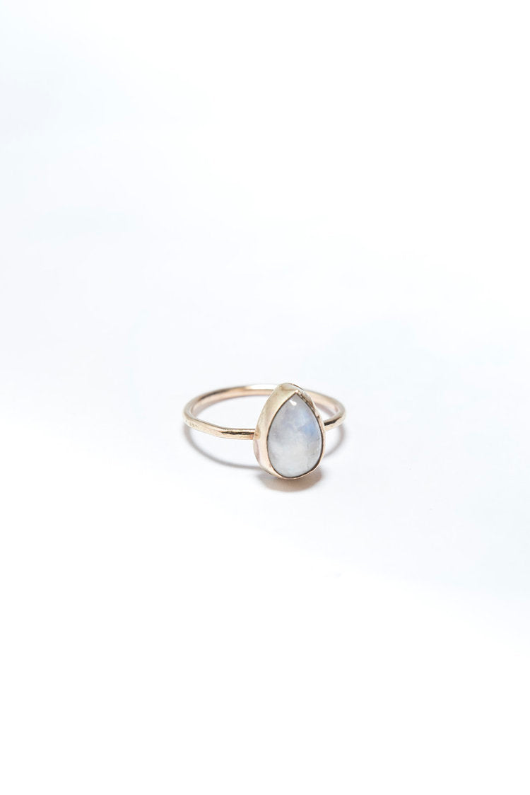Pear Shaped Moonstone in 14K Gold Ring