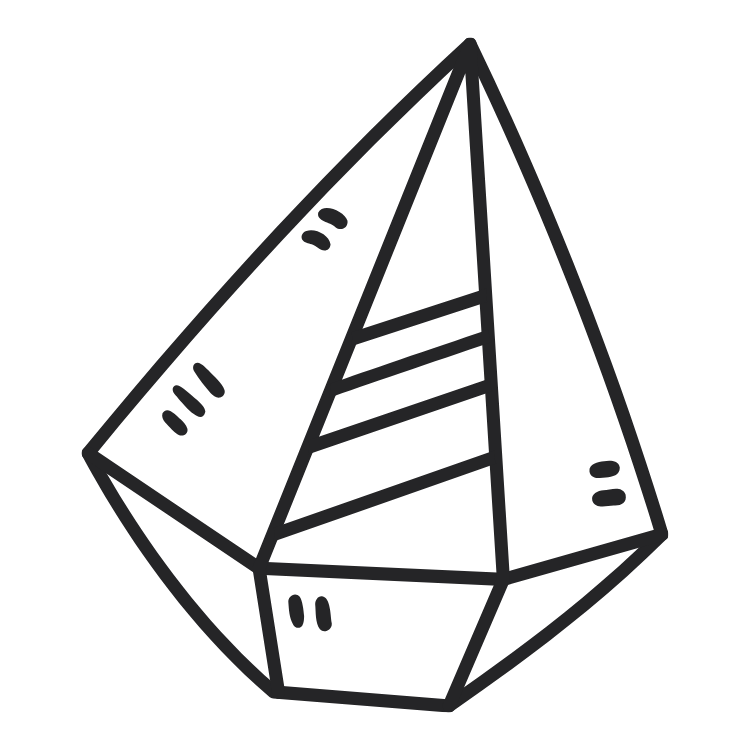 Black geometric diamond on a white background